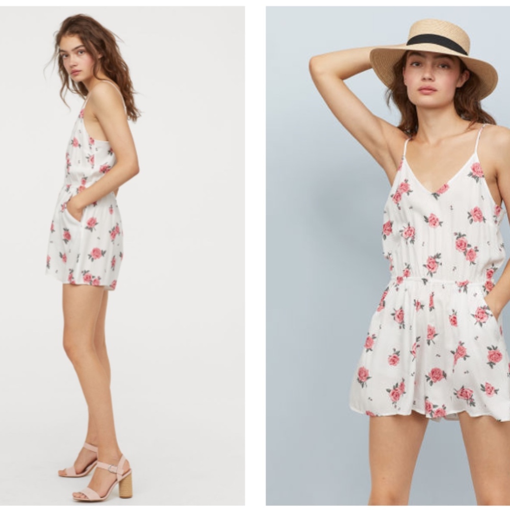 H&M White Floral Romper